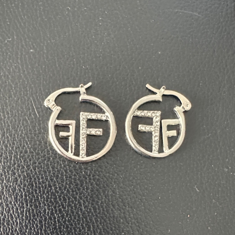 Bundle 2 Listings for $20😀 Stainless Steel Logo Hoop Earrings